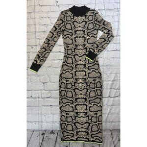 River Island Brown Snake Print High Neck Fitted Bodycon Maxi Dress Size 8